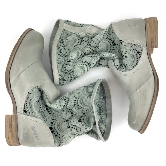 Bunker Footwear Grey Leather and Crochet Slouchy Boots, EU 41 - Picture 2 of 16